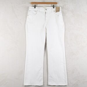 Madewell Curvy Kick Out‎ Jeans White Cropped Magic Pockets W32 Has Stain on Hem